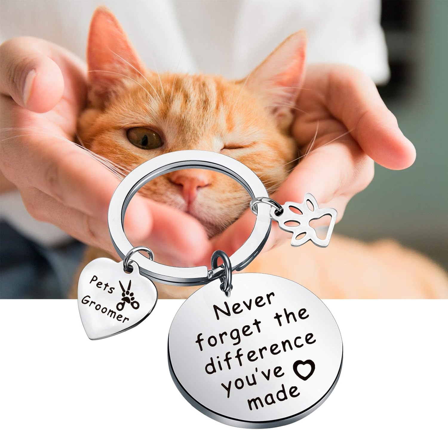 MYOSPARK Pet Groomer Keychain Dog Salon Gift Never Forget The Difference You've Made Appreciation Jewelry Pet Beautician Gift - Image 7