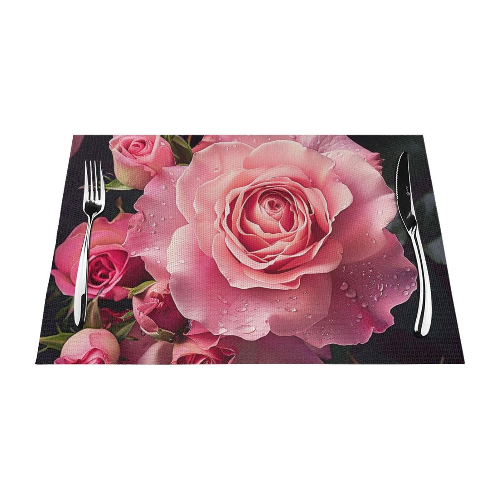 Set de table rose PVC contre les taches et la chaleur | Lot de 6