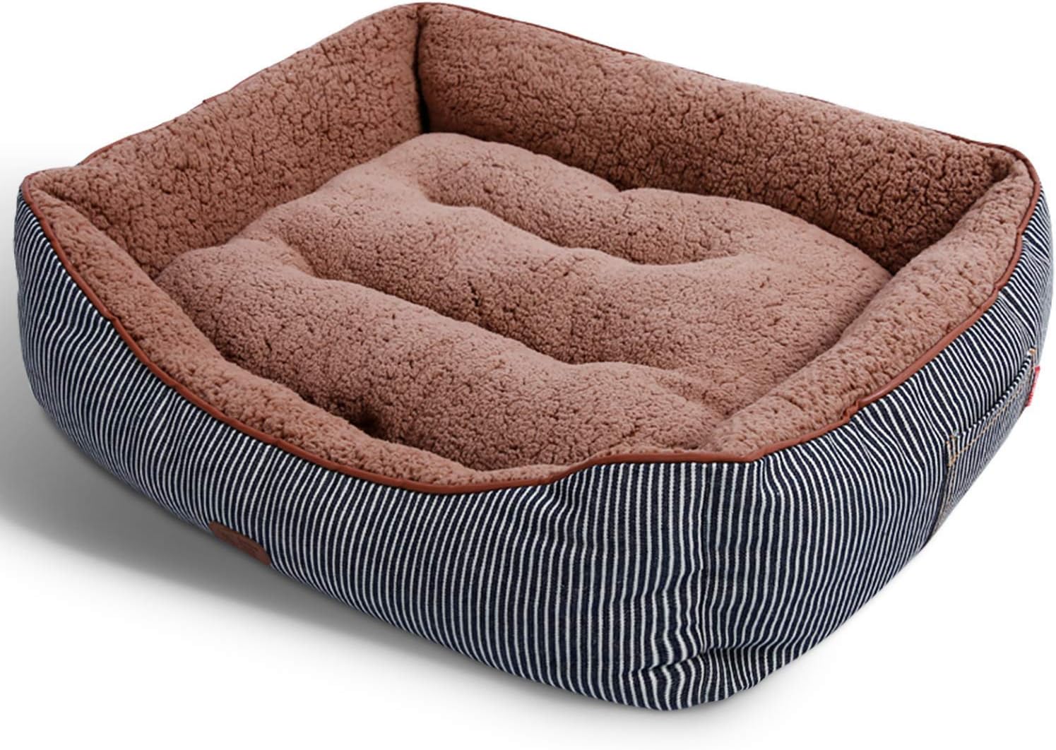 Smiling Paws Pets Large Washable Dog & Cat Bed / Lounge with Extra Soft Organic Cotton Sides, Premium Plush Puppy & Kitty Sofa for Medium & Large Doggies & Animals (35" x 26" x 7")