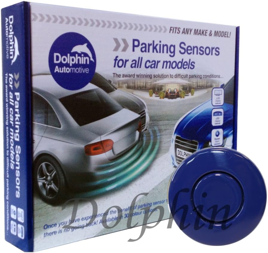 Dolphin Automotive DPS400 Reverse Parking Sensors Auto Express Award Winning 4 Ultrasonic Sensor Kit Audio System Matt & Gloss Black +30 More Colours (Reflex Blue)