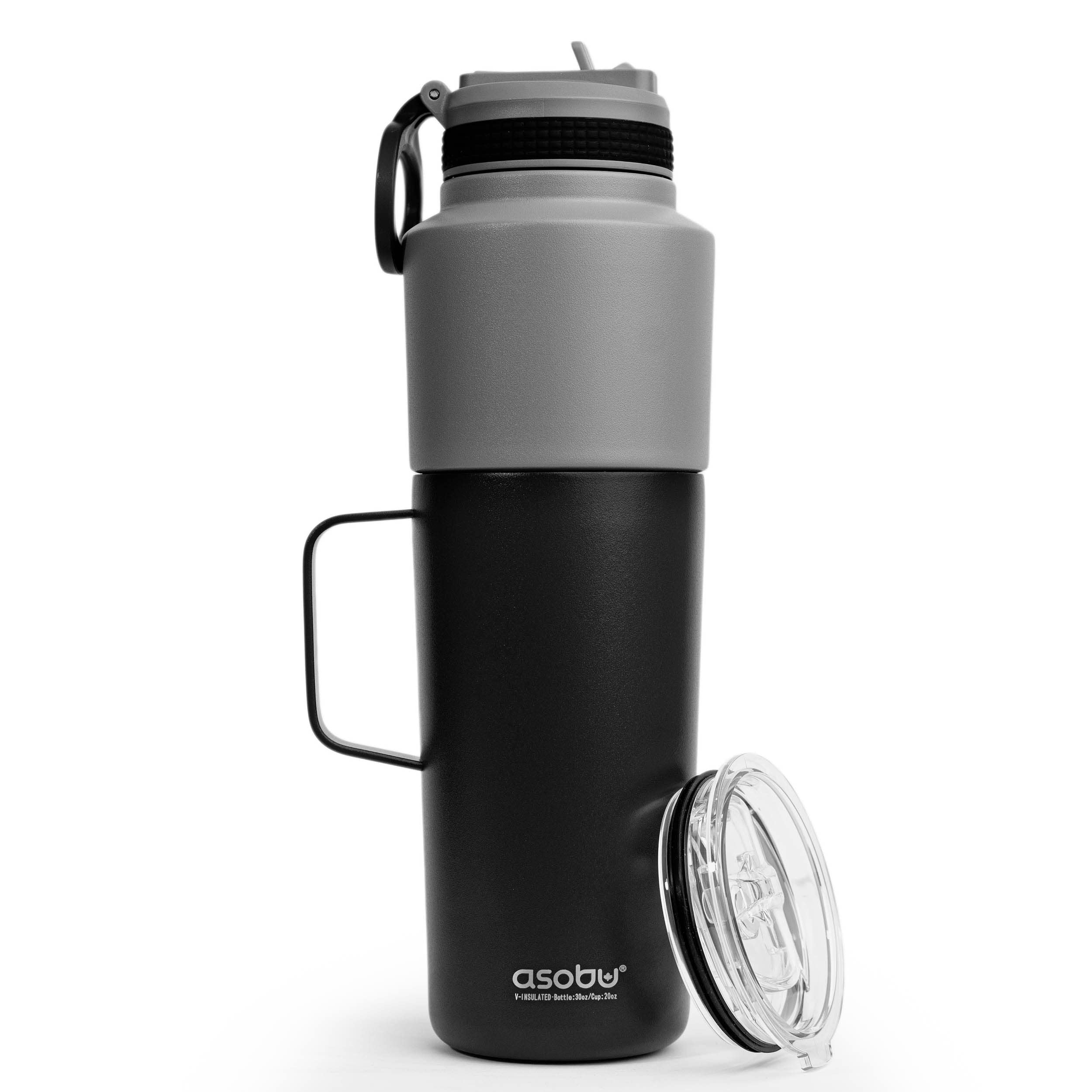 Asobu Stainless Steel Twin Pack Water Bottle 591Ml/ 887Ml Black