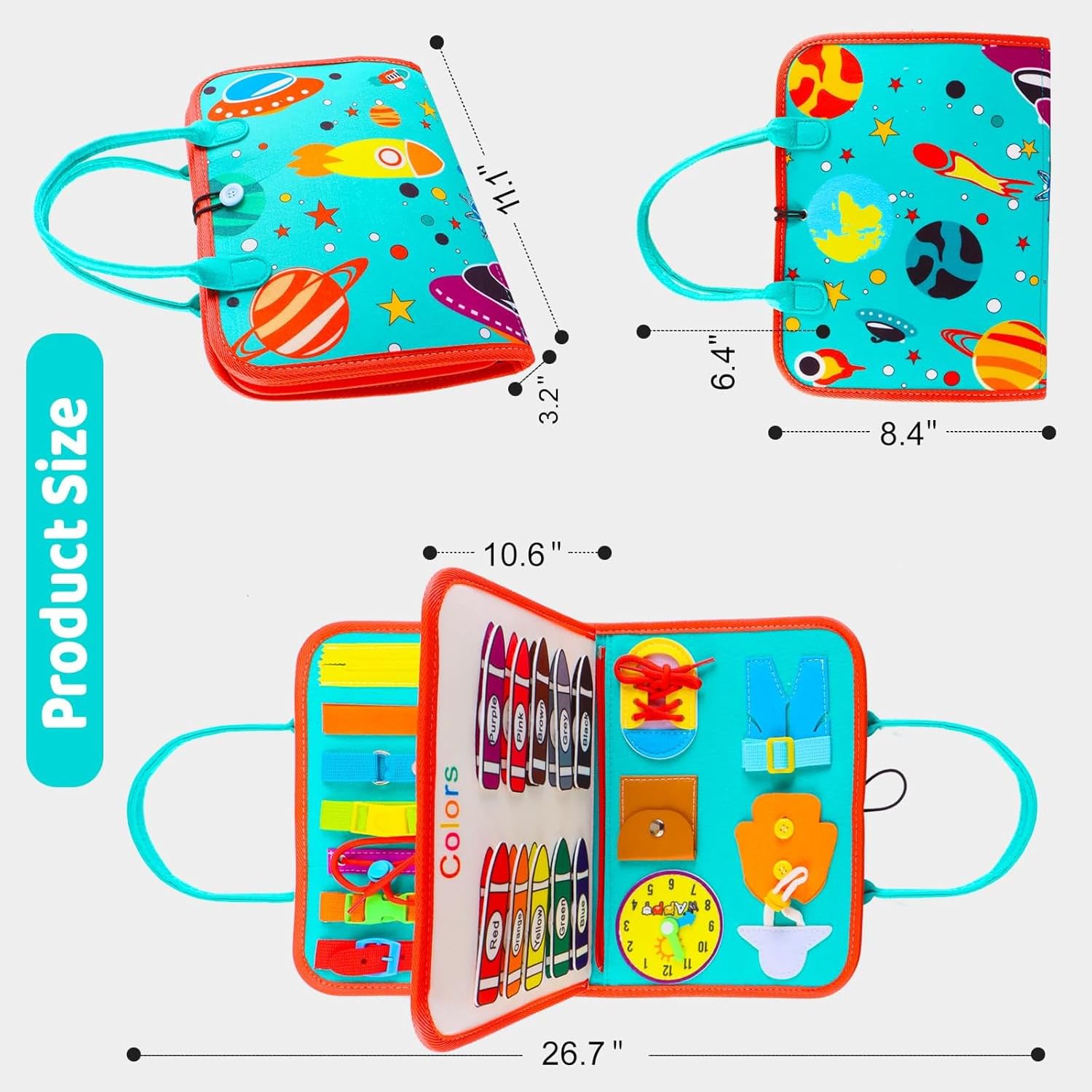 fuzhik Busy Board - Giochi Bambini 2 3 Anni - Giochi Montessori 1 Anno - Giochi Educativi 3 4 5 Anni - Pannello Sensoriale Montessori - Regalo (Verde)