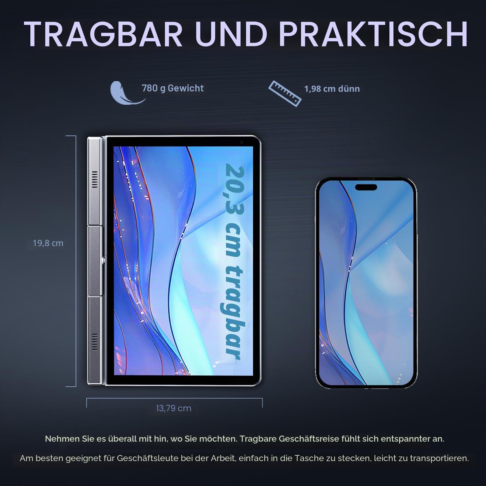 Mini Laptop 8" 2-in-1, Win 11, N95 (3,4 GHz), 12 GB RAM 512 GB SSD, Touchscreen HD, beleuchtete Tastatur, Wi-Fi 6, USB-C, Leichter PC für Arbeit/Kinder/Schule