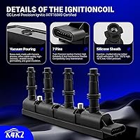 Vista 8 de Bobina de encendido UF669 y bujía de iridio doble 1675 compatible con Chevy Cruze Sonic Trax Volt Buick Encore Cadillac ELR D521C y PFR7S8EG