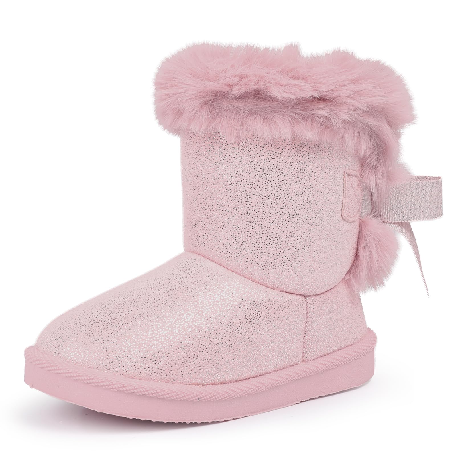 FANTURE Toddler Winter Snow Boots with Zipper,Suede Upper