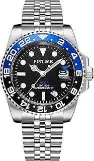 Men Classical Watch Stainless Steel GMT Wristwatch Jubilee Bracelet Ceramic Bezel Quartz Analog Watch for Men, Waterproof Luminous Dial