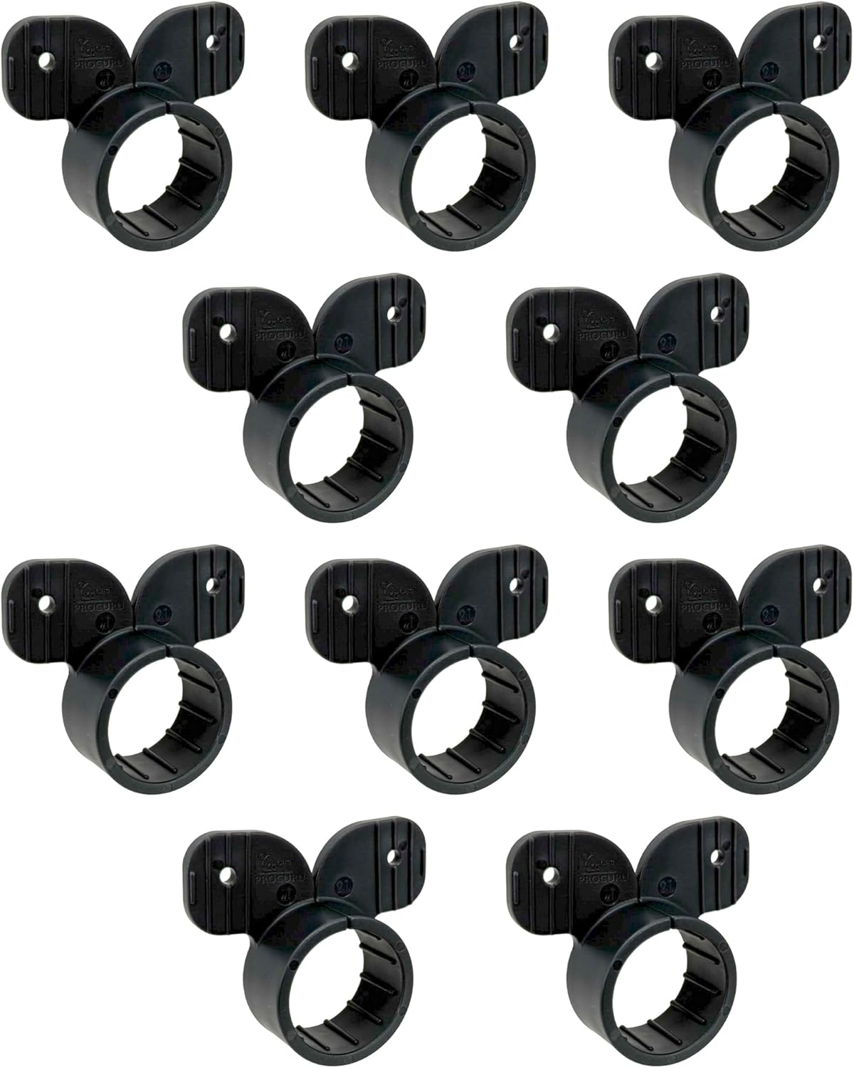 [10-Pack] PROCURU 1-1/2 Inch Plastic Suspension Hy-Ear Pipe Clamp, Mickey Mouse Style Strap Hanger for 1-5/8" OD Pipe (1.5")