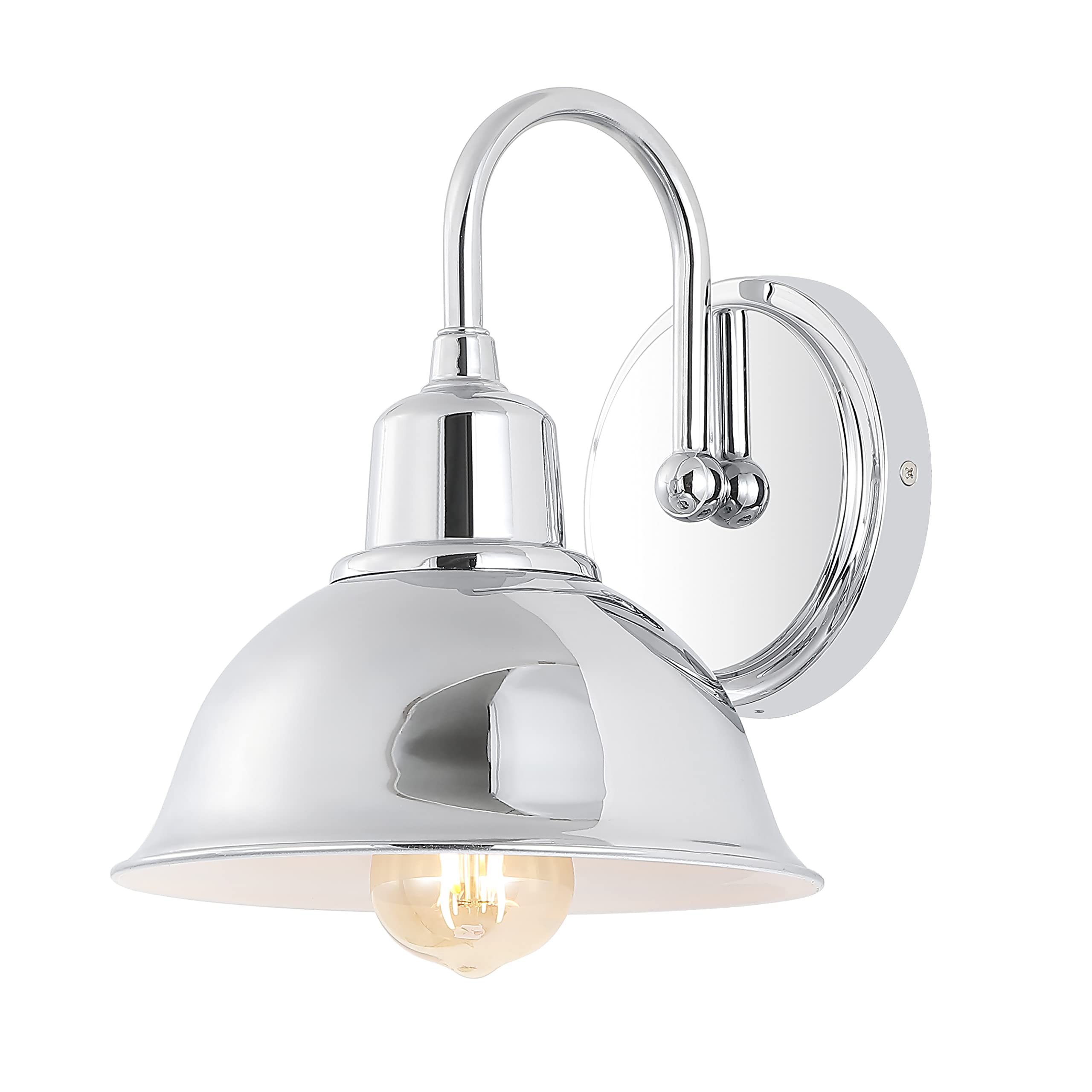 JONATHAN Y Frisco 8" Farmhouse 1-Light Metal Vanity, Chrome