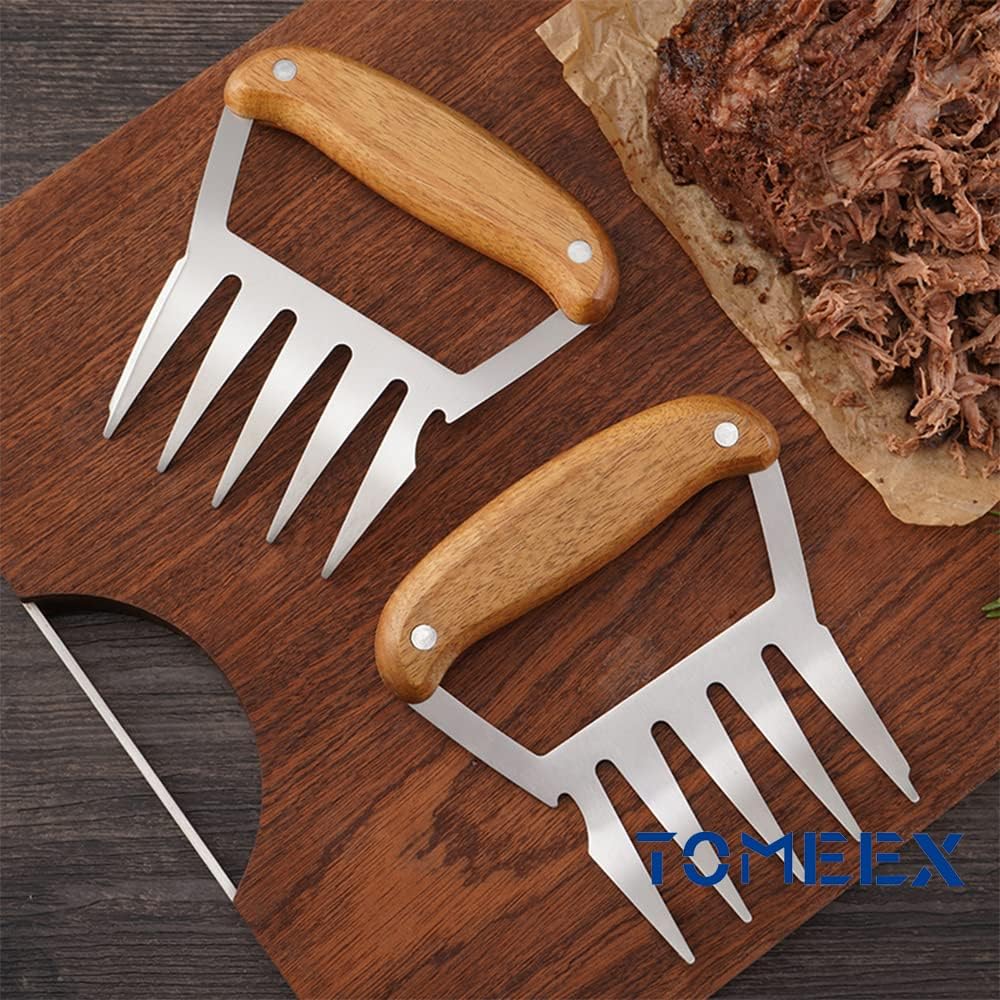 TOMEEX-Bear Claws Meat Claws Smoker Grill Accessories Shredder - Perfectly Shredded Meat, These are The Meat Claws You Need - Best Pulled Pork Shredder Claw x 2 for Barbecue, Grill Stainless : Patio, Lawn & Garden