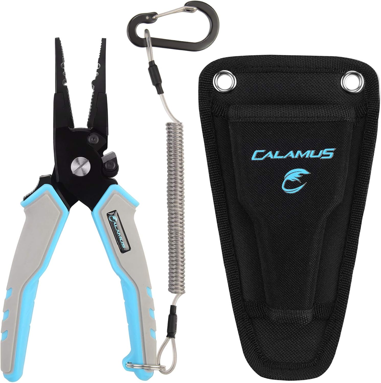 Calamus Fishing Pliers, Lightweight Aluminum Fishing Tools with Vanadium Cutters and Rubber Handles, Ultimate Saltwater Resistant Fishing Gear, Straight Nose Plier