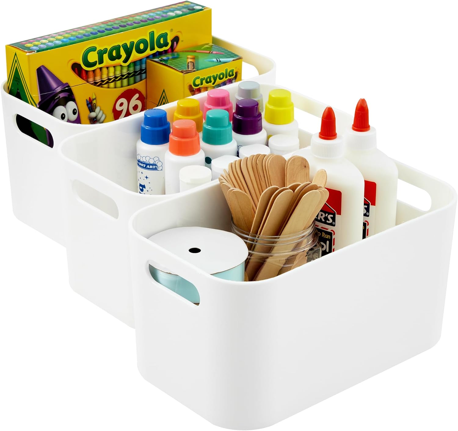 Amazon.com - STORi 10" x 6" Open Plastic Organizer Bin (Set of 3) White ...