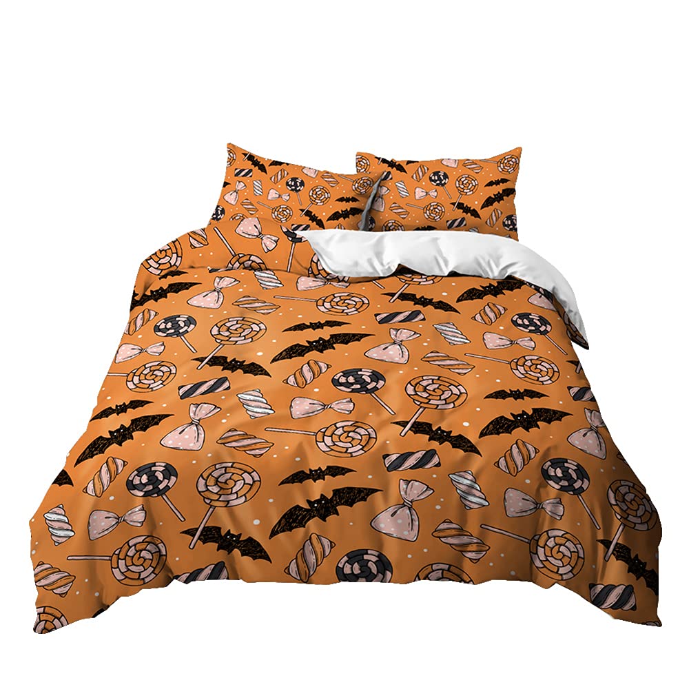 Meiju-Shop Men's Treat Or Trick Meiju Duvet Cover Set 3 Piece For Single Double Super King Size Bed, 3D Halloween Printed Bedding Set Microfibre Bed Set With Quilt Case And Pillowcases 50X75cm (,135X200cm)