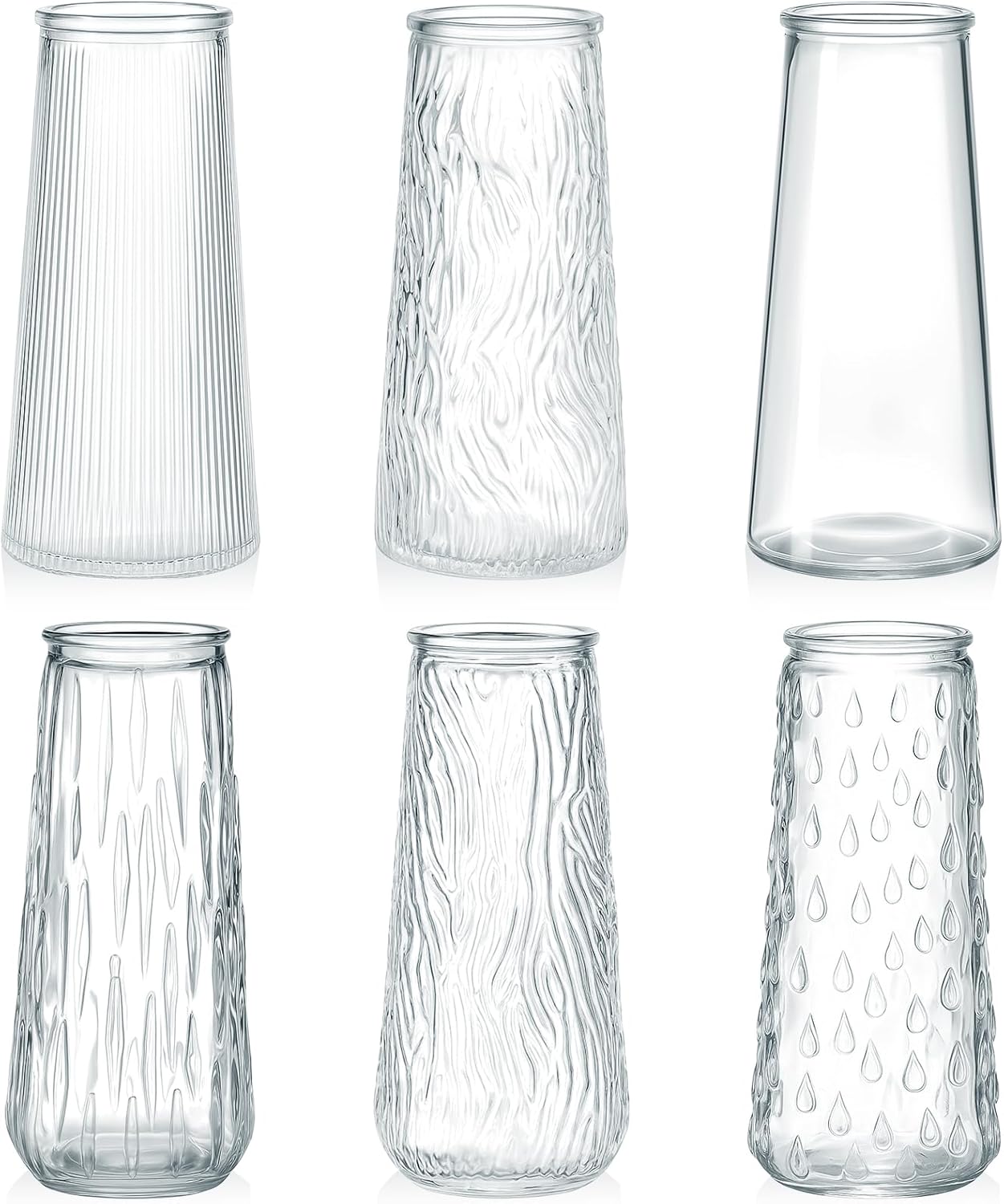 6 Pcs 6″ Tall Glass Bud Vases for Centerpieces Small Vase Suitable for Wedding Party Table Centerpiece Rustic Home Decor, Vintage Glass Vases for Flowers Rose Tulip Stems Housewarming Gift