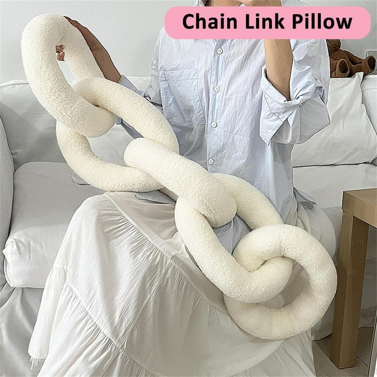 LUSJNGE Cuscino decorativo con nodo, per casa, sedia, divano, letto, estetico, rotondo, in velluto, annodato (rosa acceso, 22,1 cm
