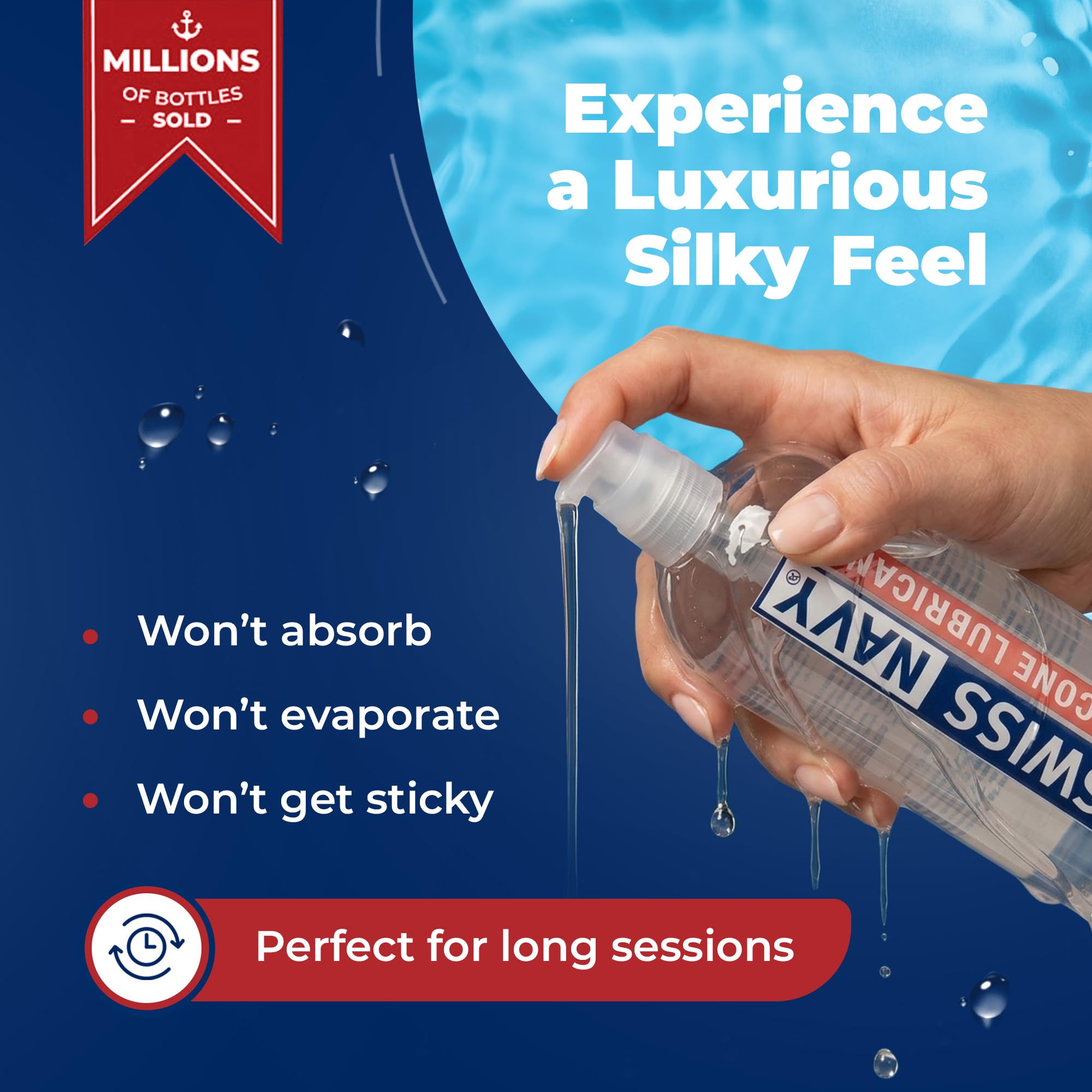 SWISS NAVY Lubricante sexual de silicona premium, 16 onzas, lubricante para hombres, mujeres y parejas. MD Science Lab