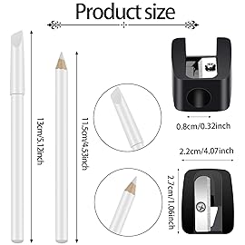 2 Pieces White Nail Pencil and Pencil Sharpener Set, 2 In1 Nail Whitening Under French Fingernail with Cuticle Pusher and Handheld Sharpener for DIY Art Manicure Supplies