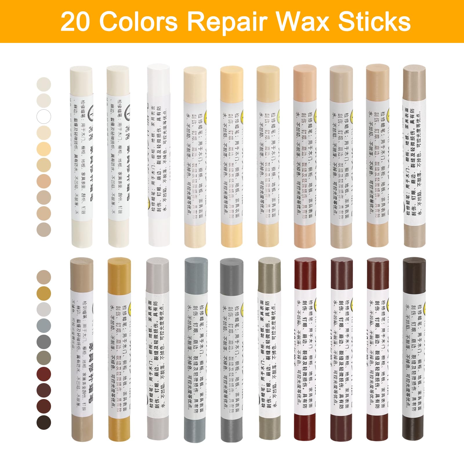 Kit Riparazione Mobili 13 Pezzi - Pennarelli E Pastelli A Cera Per Graffi - Foto 3