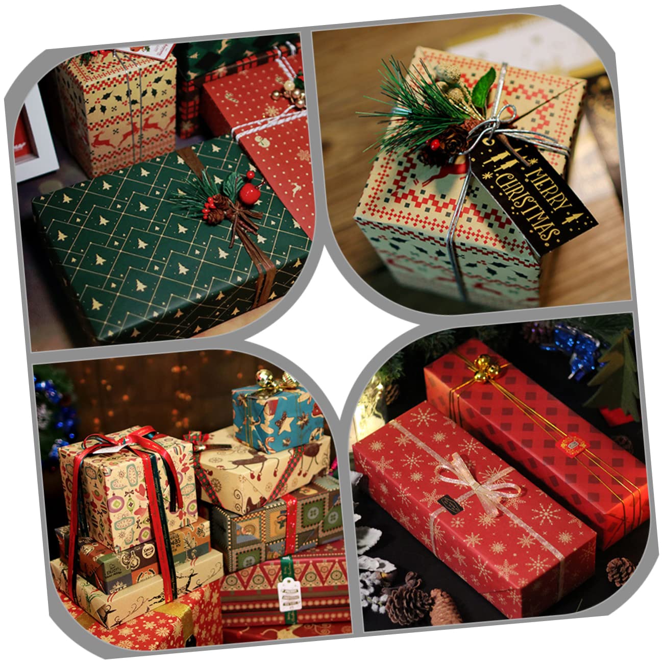 FRCOLOR 3 Sätze Geschenkpapier Für Weihnachten Packpapier Weihnachten Weinachtsgeschenkpapier Rot Verpackungspapiere Selber Machen Band Weihnachtsgeschenkpapier Papierumschlag 8 Stück * 3