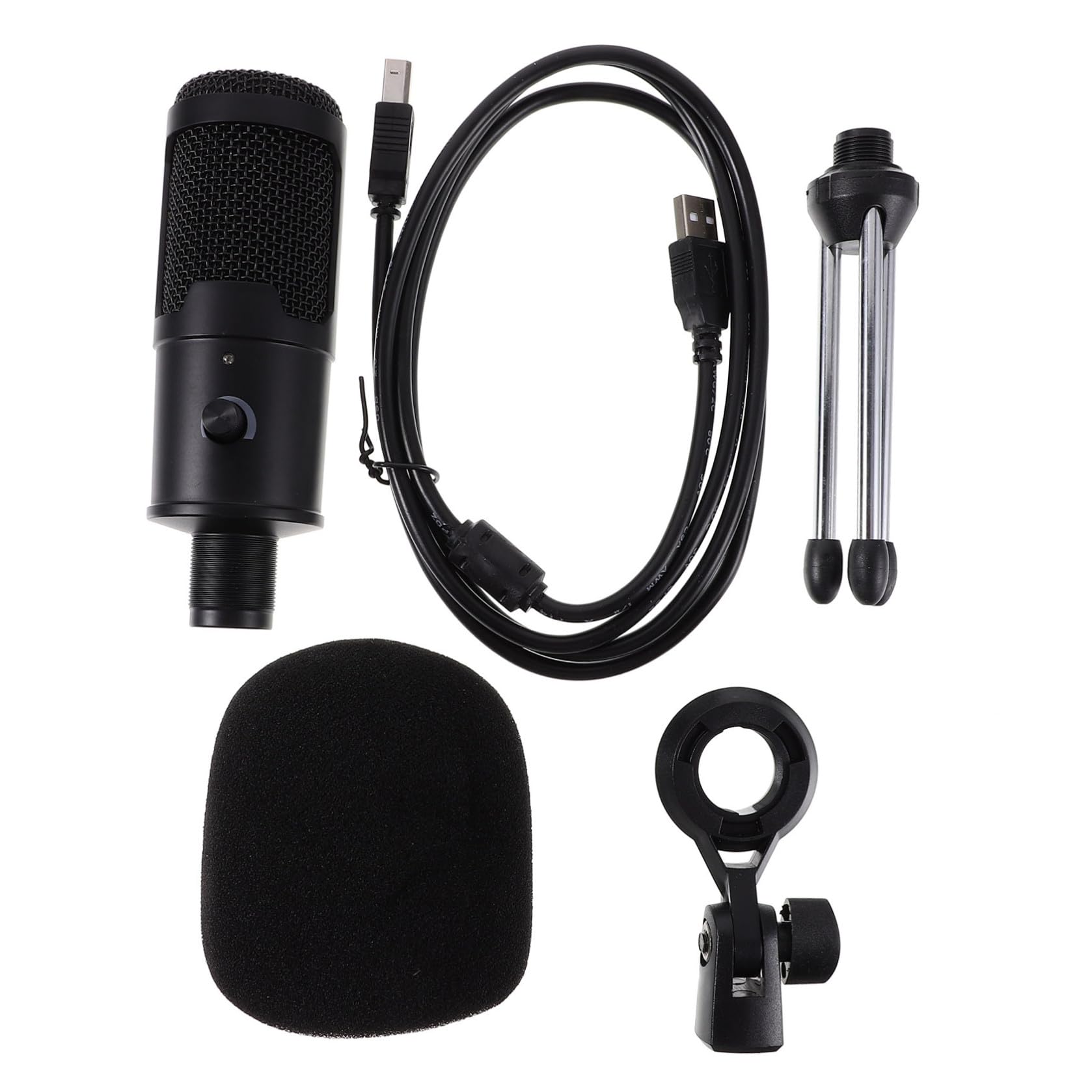 USB Kondensatormikrofon Satz Zufälliger Stil Cardioid Effizientes Schwarzes Mikrofon mit Abs Gehäuse und Stativ Einfache Bedienung für Geschäftskonferenzen und Laptop
