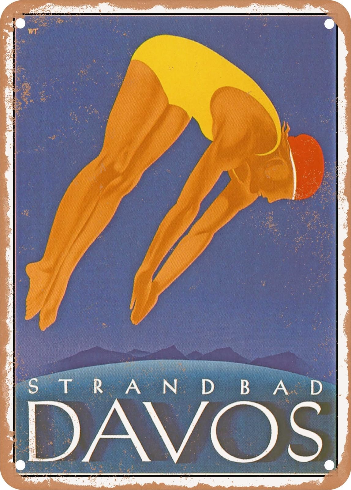 METAL SIGN - 1933 beach bath Davos Vintage Ad home decor