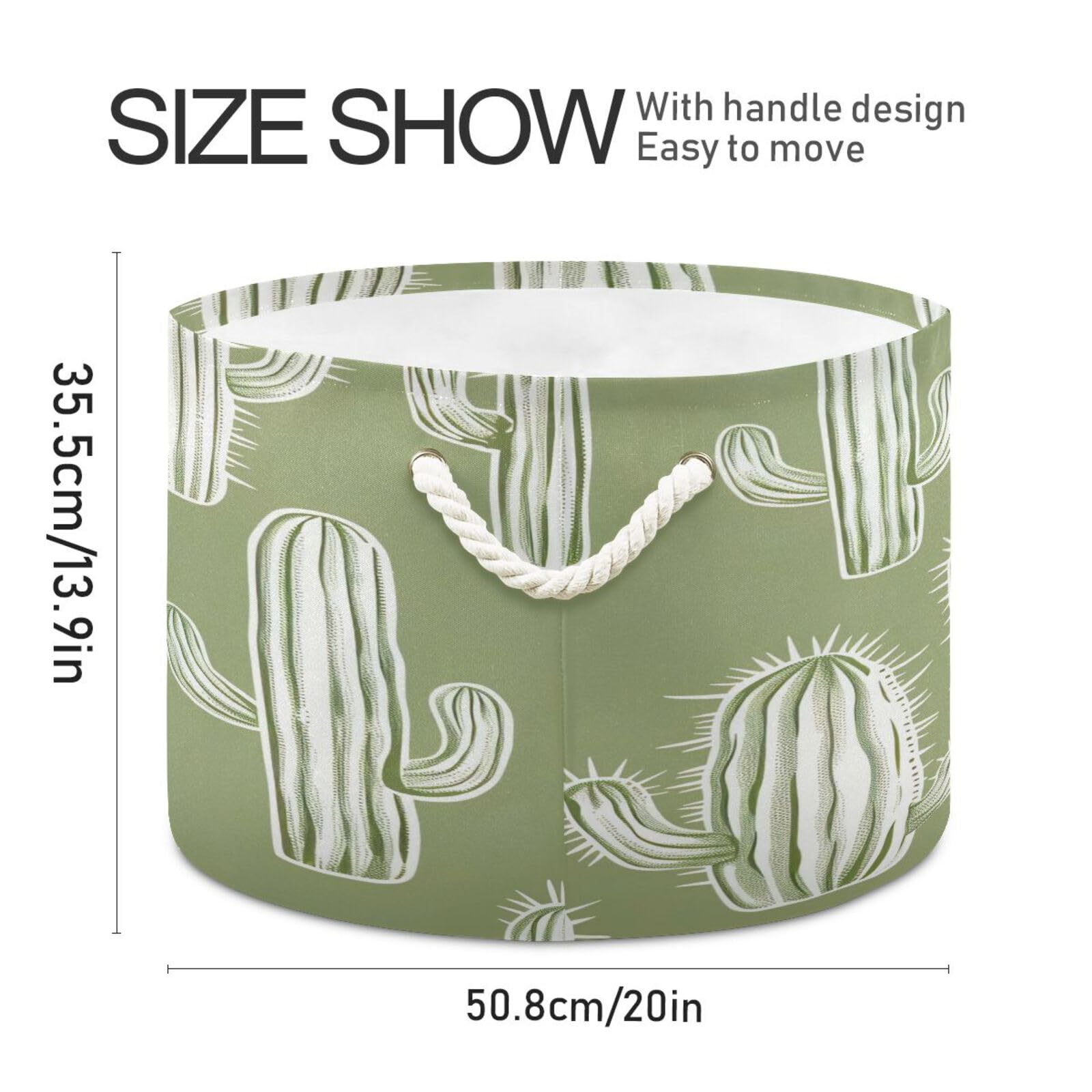 Jihqo Cute Cactus Storage Basket Cotton Rope Baskets for Closet Fabric Laundry Baskets with Handle for Toy Home Office Room Organizer
