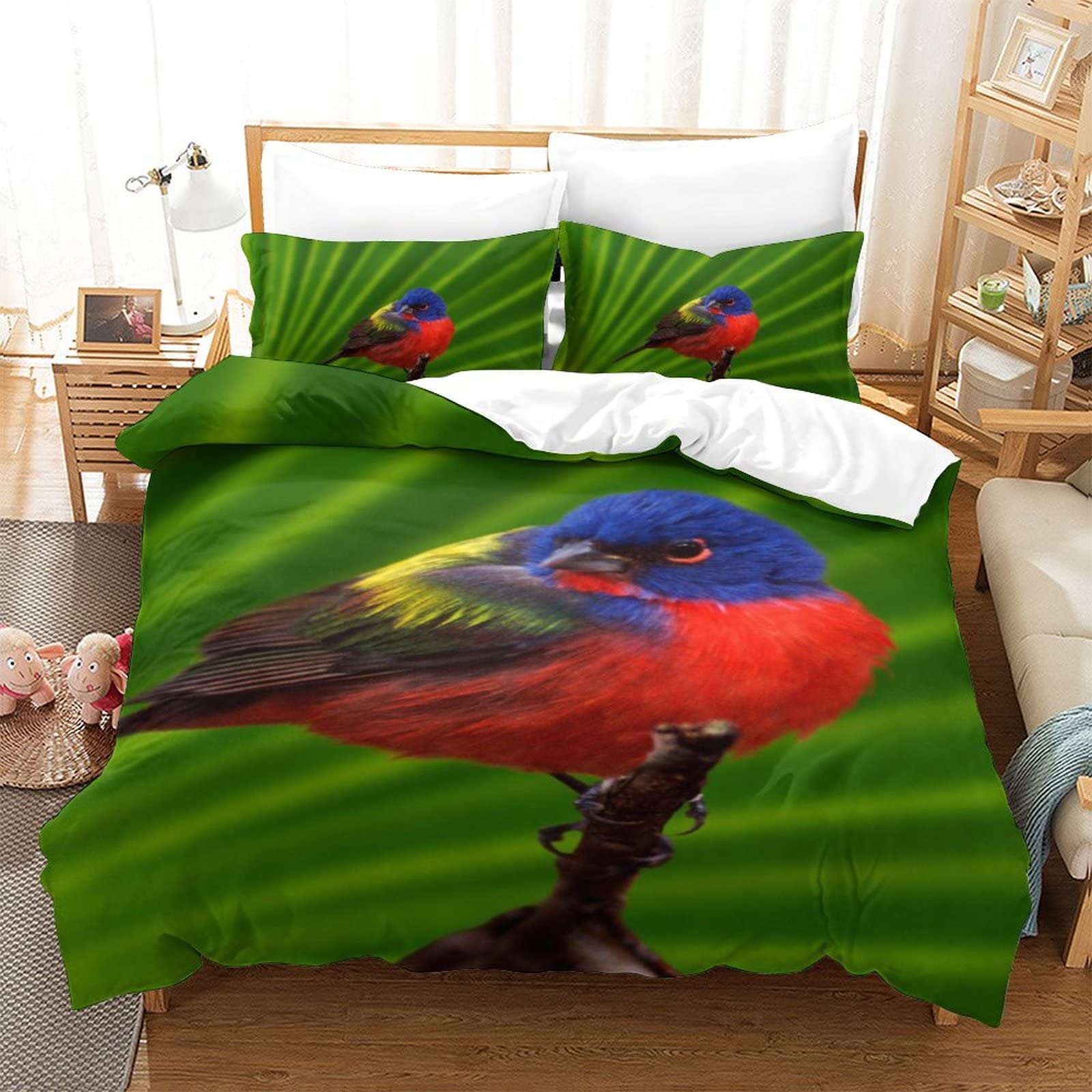 Housse de couette animal 135x200 anti-glisse avec fermeture éclair intégrée