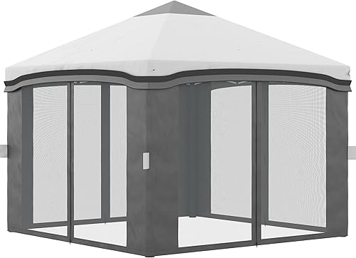 Outsunny Tienda de campaña desplegable de 10 x 10 pies con red, tiendas instantáneas para fiestas, altura ajustable, con bolsa de transporte con