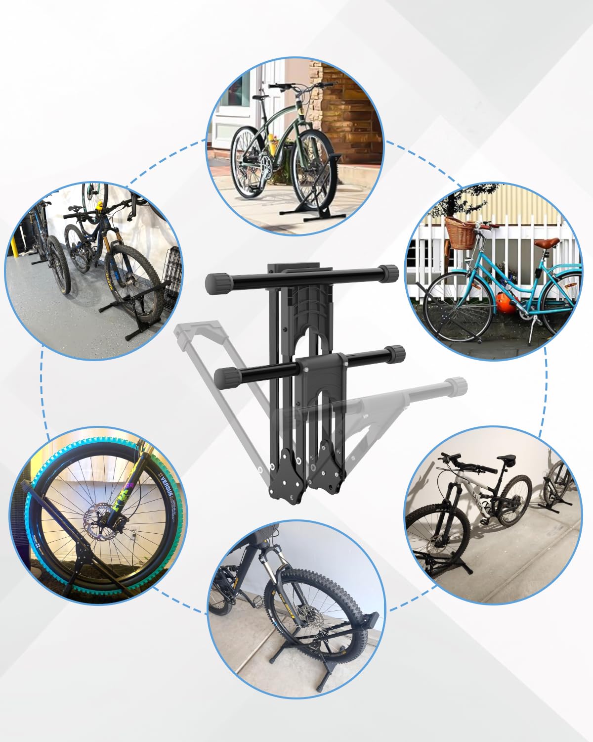 Soporte Bicicletas Suelo, Caballete Bicicleta Acero Soporte Bici Independiente 20''-29'' para Neumáticos Delanteros, para Garaje/Casa
