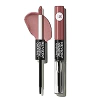 Vista 100 de Revlon - Lápiz labial líquido Overtime con brillo de labios transparente, maquillaje facial ColorStay, doble extremo con vitamina E en ciruela/baya