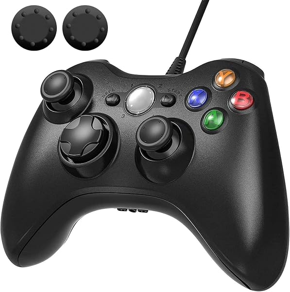 xbox 360 コントローラー 【2026新改良】Diestord xbox コントローラー PC USB ゲームパッド 有線ゲームパッド Microsoft Xbox Slim 360 PC Windows 7に対応 アシストキャップ 2枚付き - 1