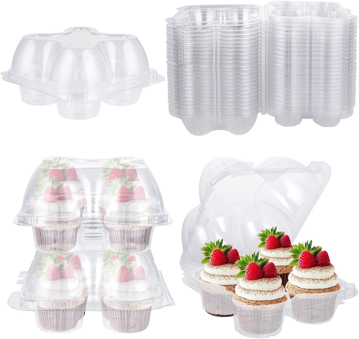 LANIAKEA 50PCS Cupcake Boxes 4 Count Cupcake Containers