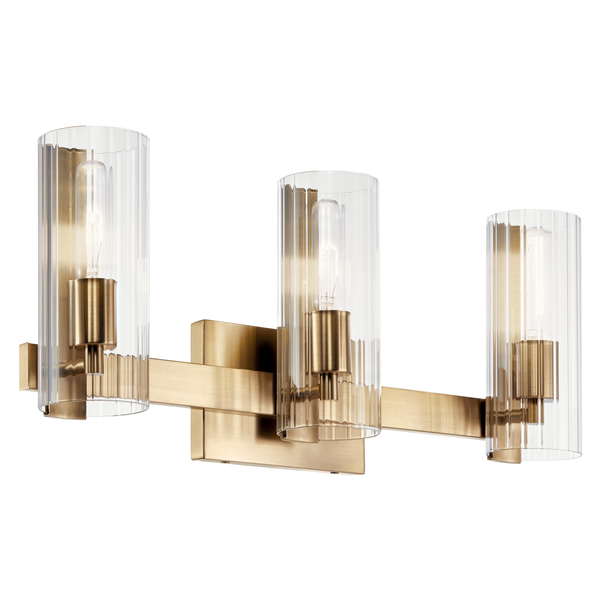 KICHLER Jemsa 3 Light Vanity Champagne Bronze Clear Fluted Glass Modern Light for Bathroom or Dust Room (9.8"x22.7"), 55168CPZ-image-3