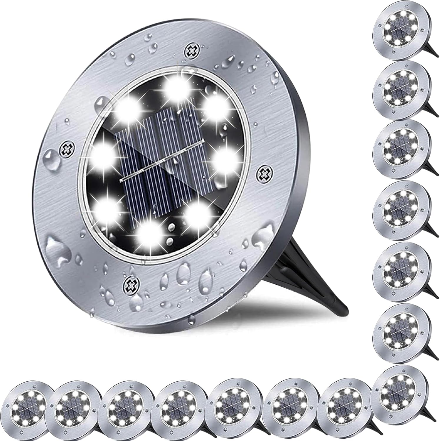 Solar Ground Light, Waterproof Solar Garden Lights, Upgraded Outdoor Garden Waterproof Bright in-Ground Light, Landscape Lights for Pathway,Yard,Deck,Lawn,Patio,Walkway (16 Pack White Light) - Amazon product rated Grade A