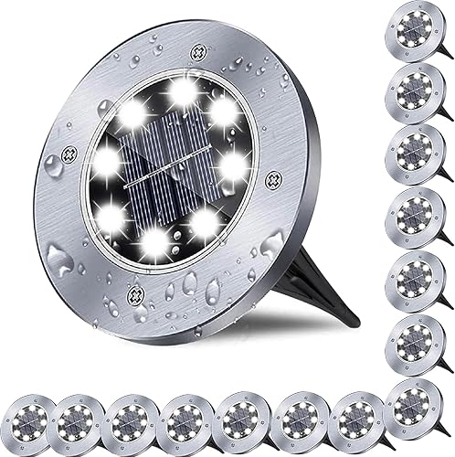 Miniatura 23 de Luz solar de tierra, luces solares impermeables para jardín, jardín al aire libre, impermeable, brillante, luces de paisaje para camino, patio, Luz