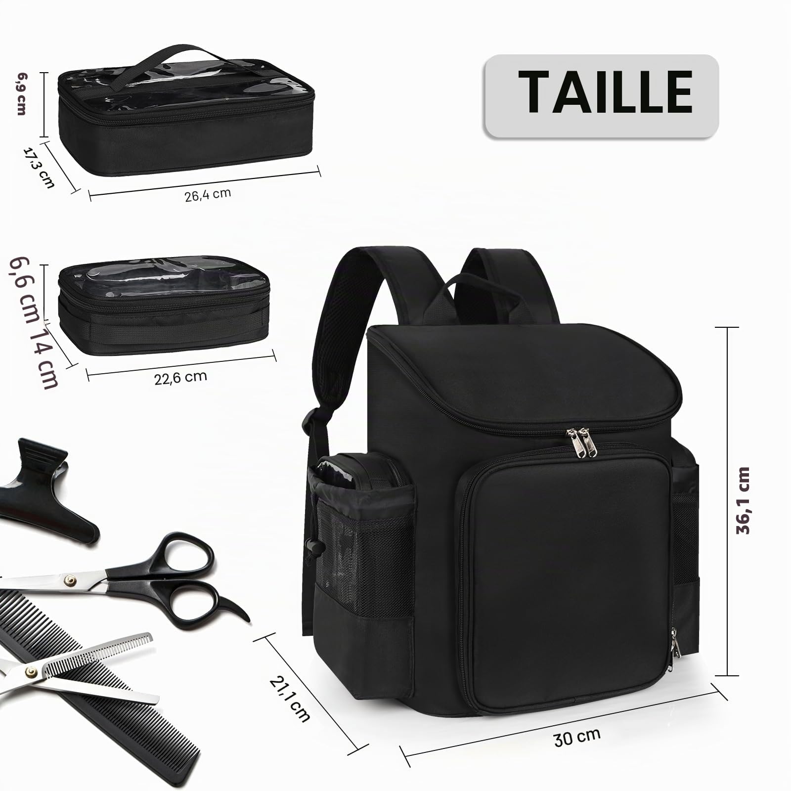 Sac de voyage pour coiffeur, sac à dos de voyage de grande capacité pour barbier, sac de coiffure avec séparateurs réglables, étui de voyage pour outils de coiffure, sacs de cosmétologie