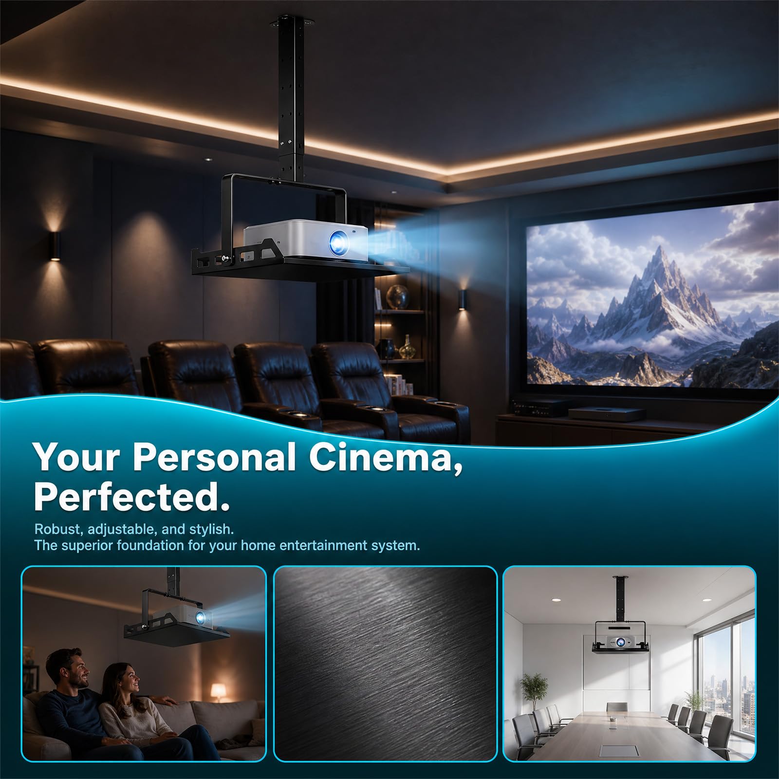 Support Videoprojecteur Plafond, Universel Support Mural Videoprojecteur