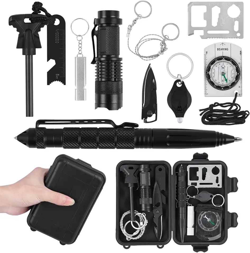 Kit Sobrevivencia Ferramentas, Kit de Sobrevivência 11 em 1, Tático Emergência Defesa Pessoal Viagem Camping Acampamento, Sobrevivência Emergência Camping