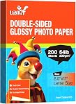 Uinkit 200 Sheets Double Sided Photo Paper Glossy 8.5x11 54lbs Inkjet for Dye Ink 200Gsm Value Bulk Pack Picture 8.5 x 11 9.5Mil for Inkjet Printing Printer