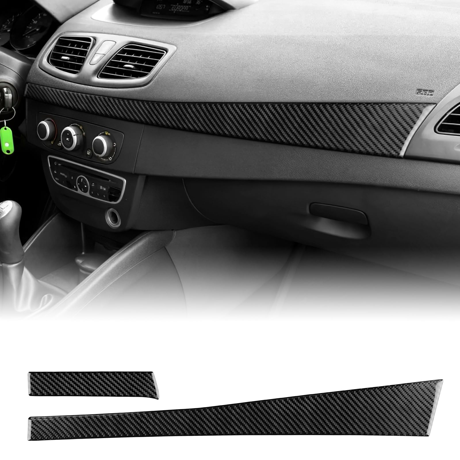 KUNGKIC Para Renault Megane 3 RS Fluence 2009 2010 2011 2012 2013 2014 Cubierta de tablero de fibra de carbono, envoltura para salpicadero, panel de revestimiento de puerta, cubierta para tablero