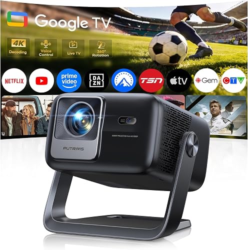 Proiettore 4K【Google TV, 1200 ANSI, 360° Rotazione, 30W H…