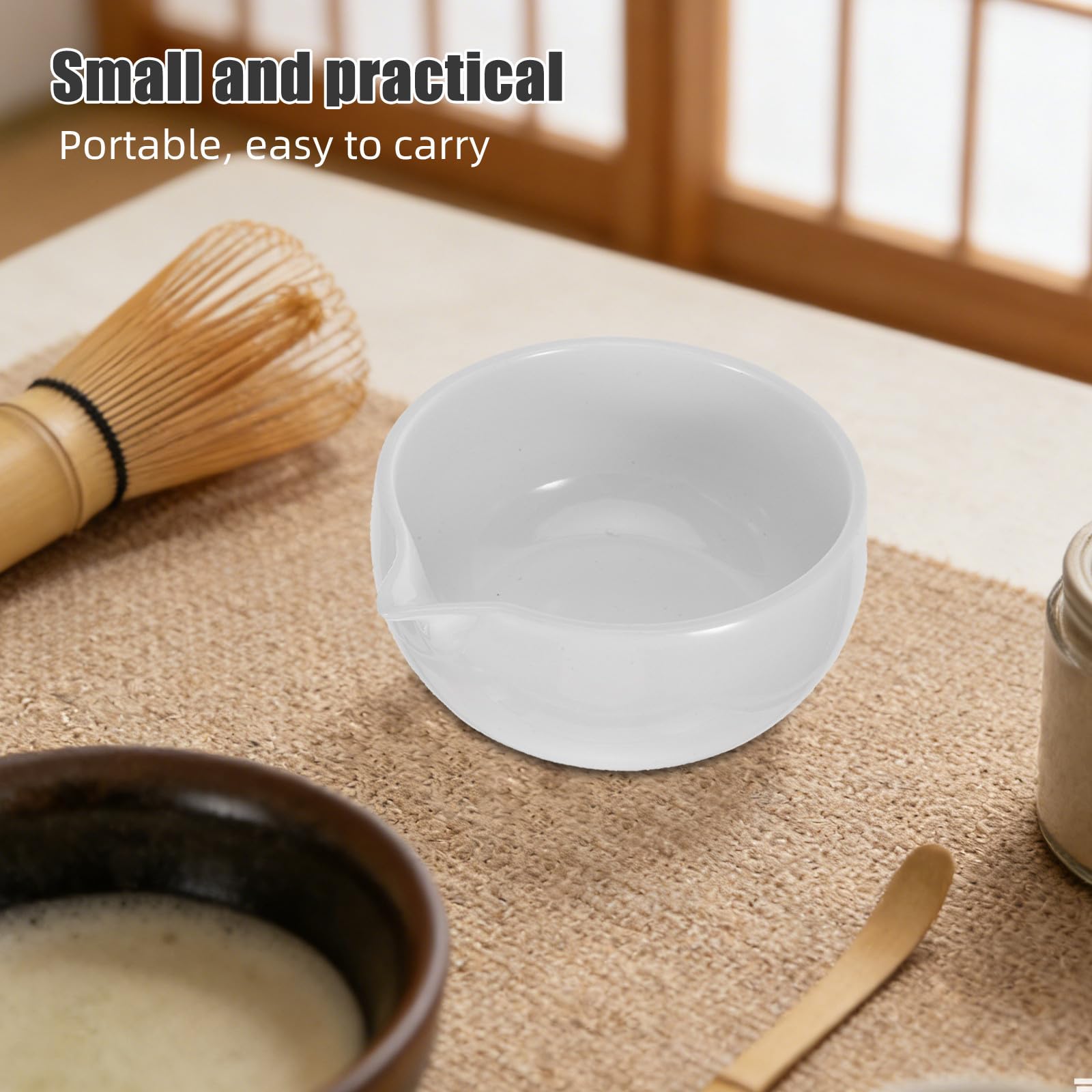 Zerodeko Ciotola Matcha in Ceramica Bianca con Beccuccio per Servire, Design Elegante per Cerimonia del Tè a Casa, Accessorio Tradizionale per Amanti del Tè