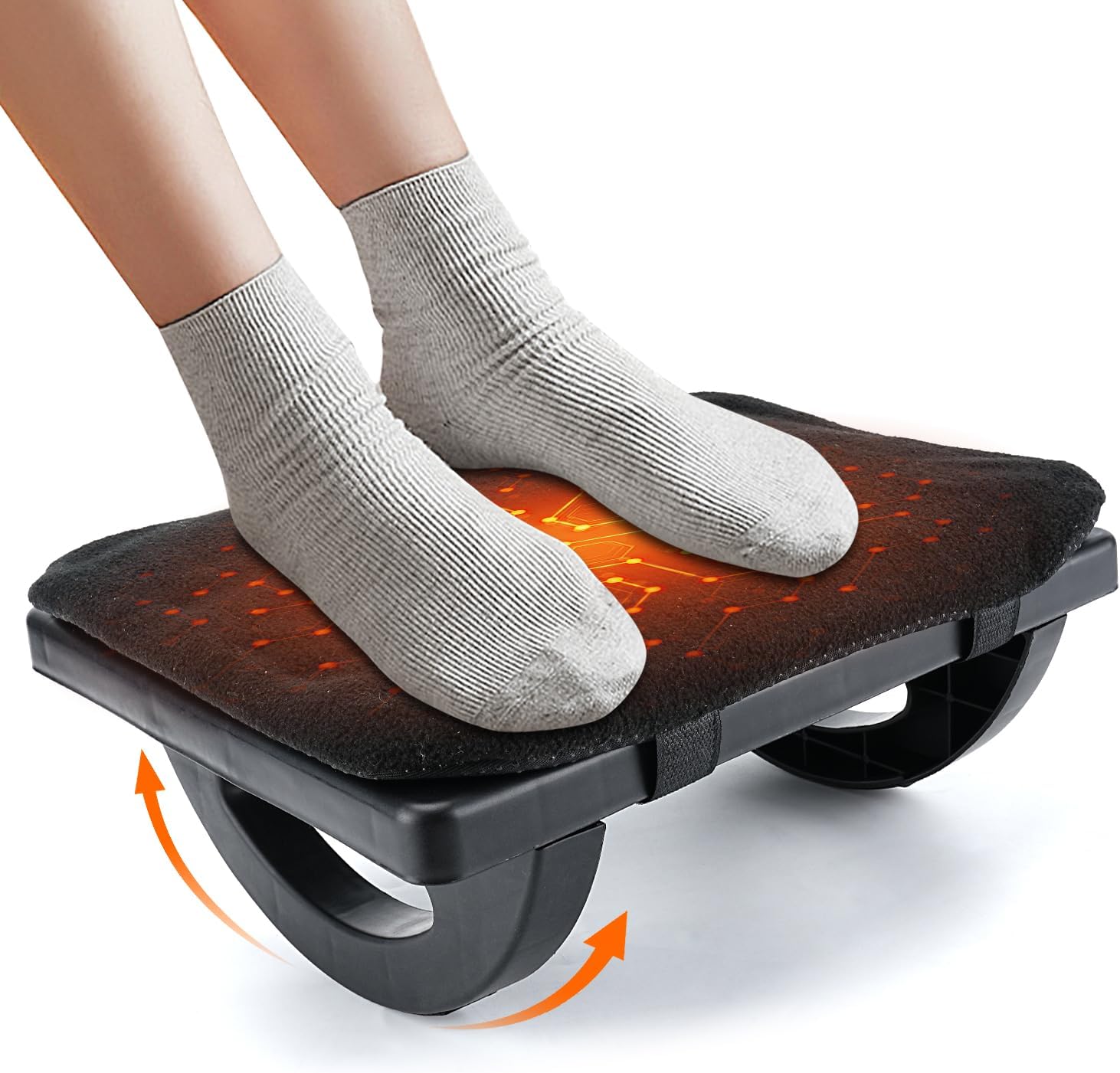 Foot Warmer-Foot Rest for Under Desk at Work, ergonomically Designed Adjustable Height Foot Stool, Heated and Temperature Controlled Foot Stool, Office and Travel Foot Stool - Relieving Back and le