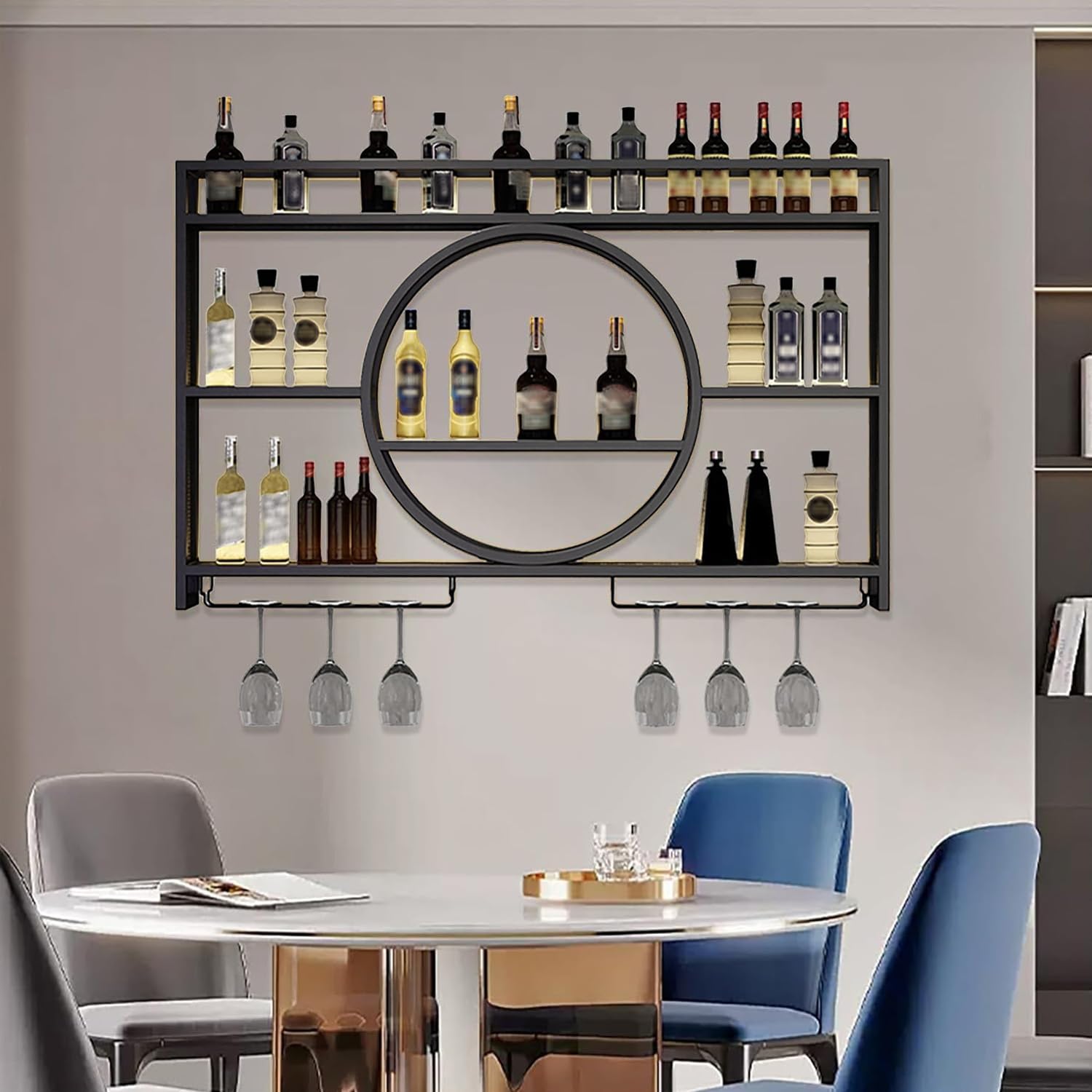 Meuble mural en métal pour placards de cuisine et bar noir