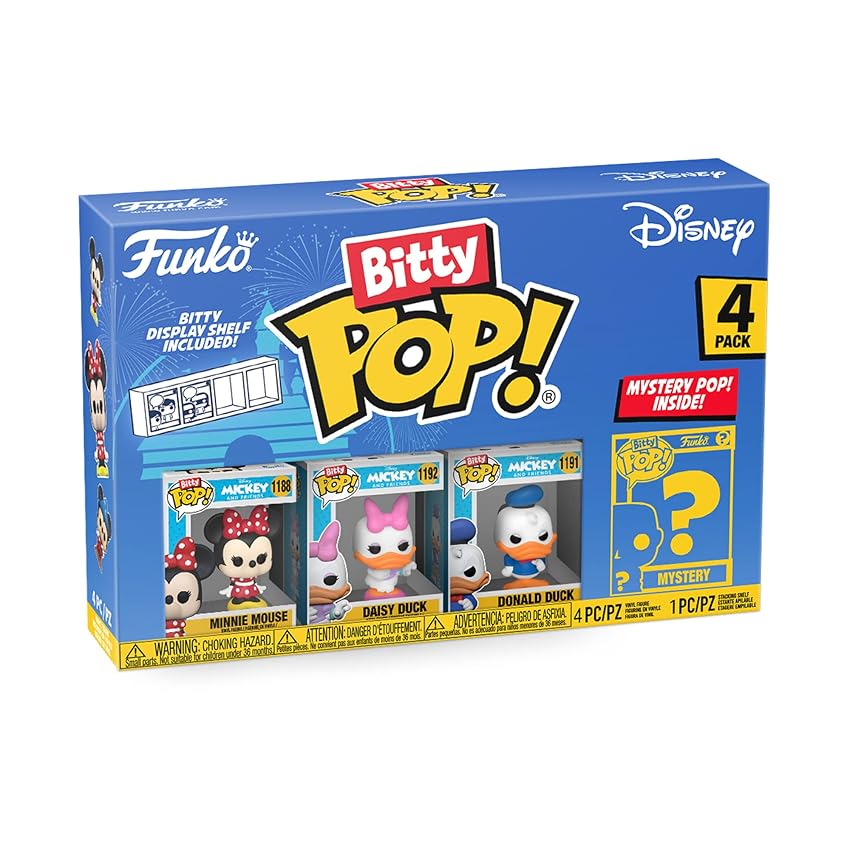 Funko Bitty Pop! Disney - Minnie Mouse (red Dress), Daisy Duck, Donald Duck E una Mini Figura Misteriosa a Sorpresa - 0.9 Inch (2.2 Cm) da Collezione - Ripiano Espositivo Impilabile Incluso