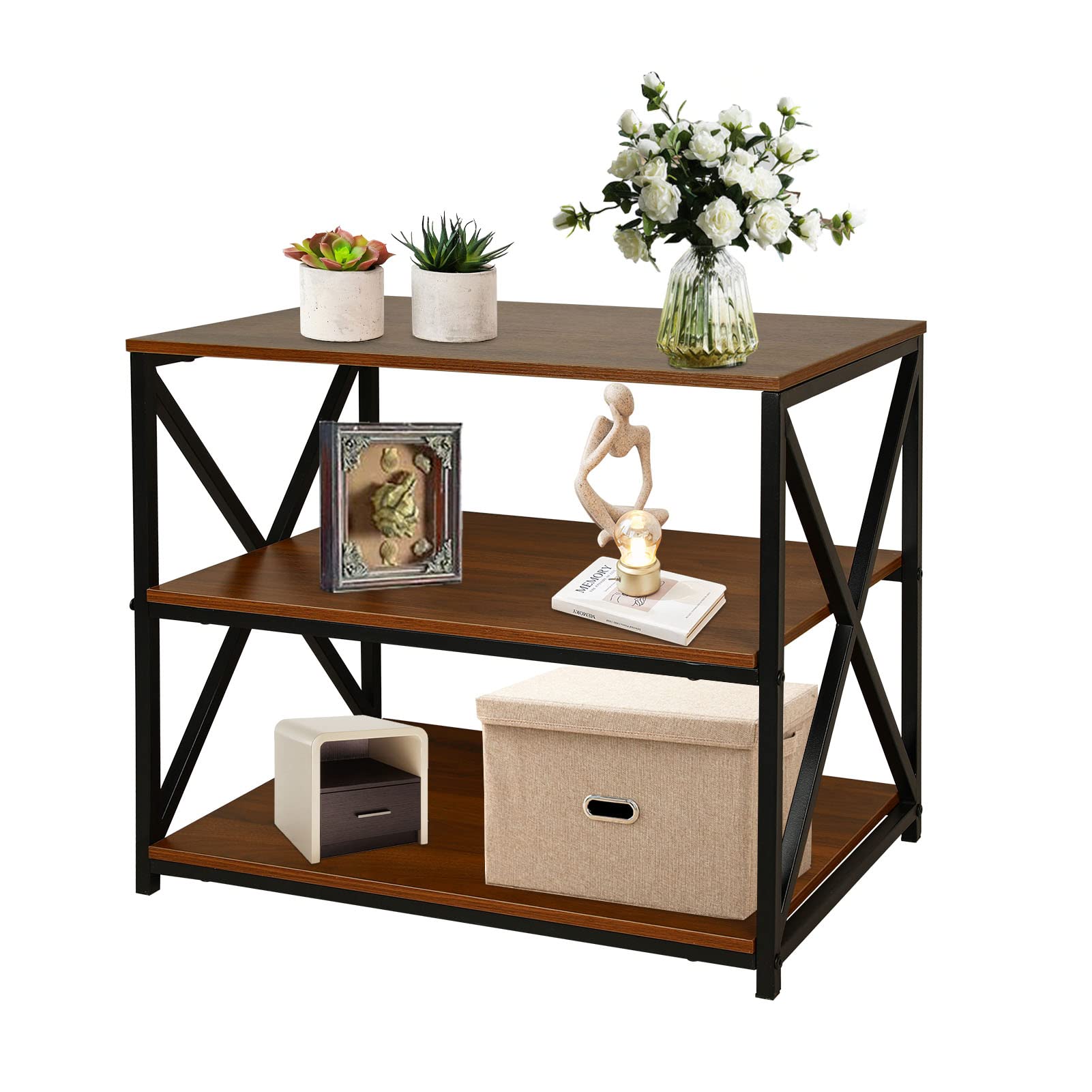 ECOMEX End Side Table, 3-Tier Side Table with Storage Shelves