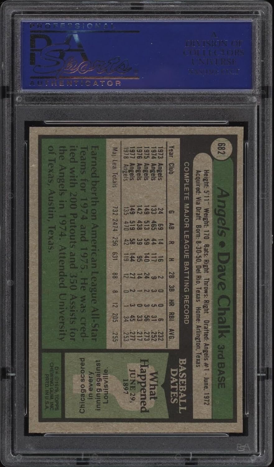 1979 Topps #682 Dave Chalk - Angels - PSA 10-30576138 - Baseball Card - Slabbed Baseball Cards