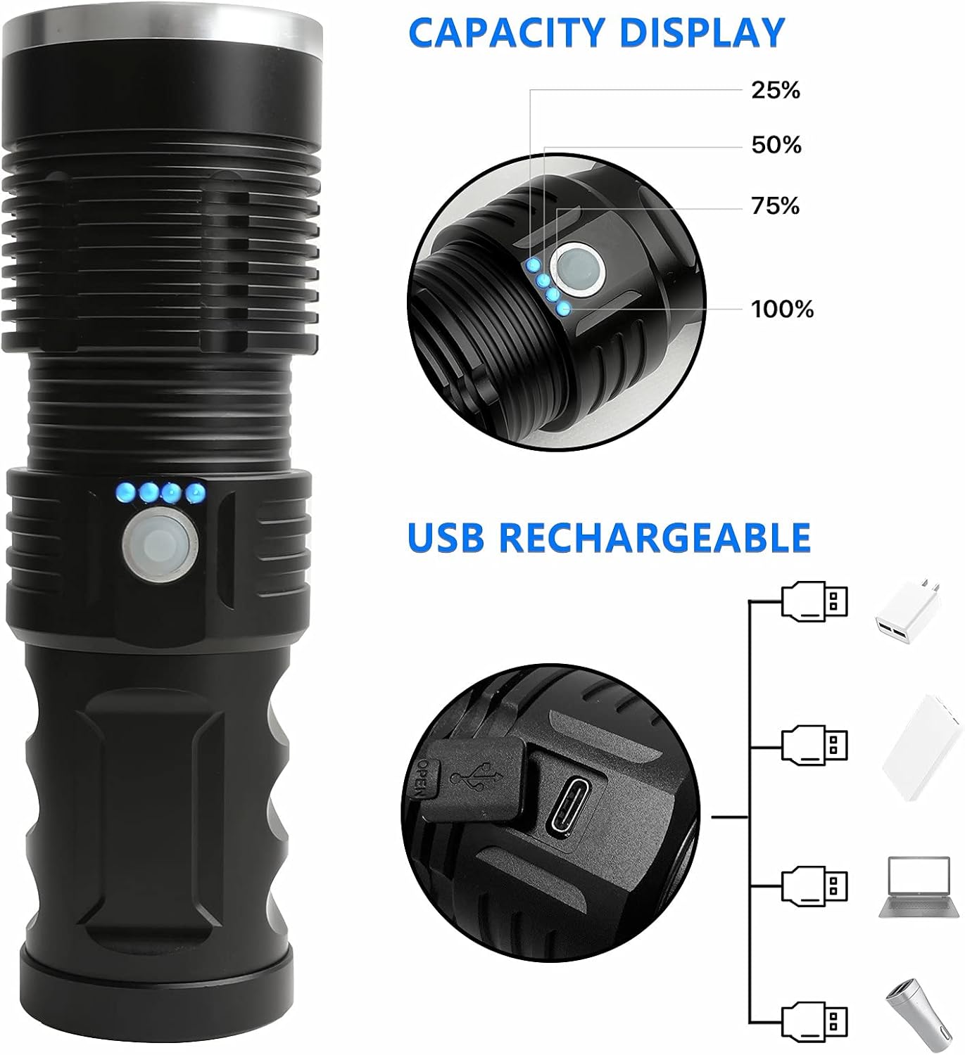 Flashlight Flashlights Waterproof Rechargeable Emergencies Photo