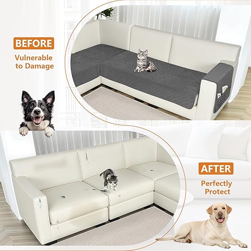 Miniatura 7 de Arfntevss Fundas impermeables para sofá modular de esquina para perros y mascotas, funda de sofá en forma de L, lavable de terciopelo grande,