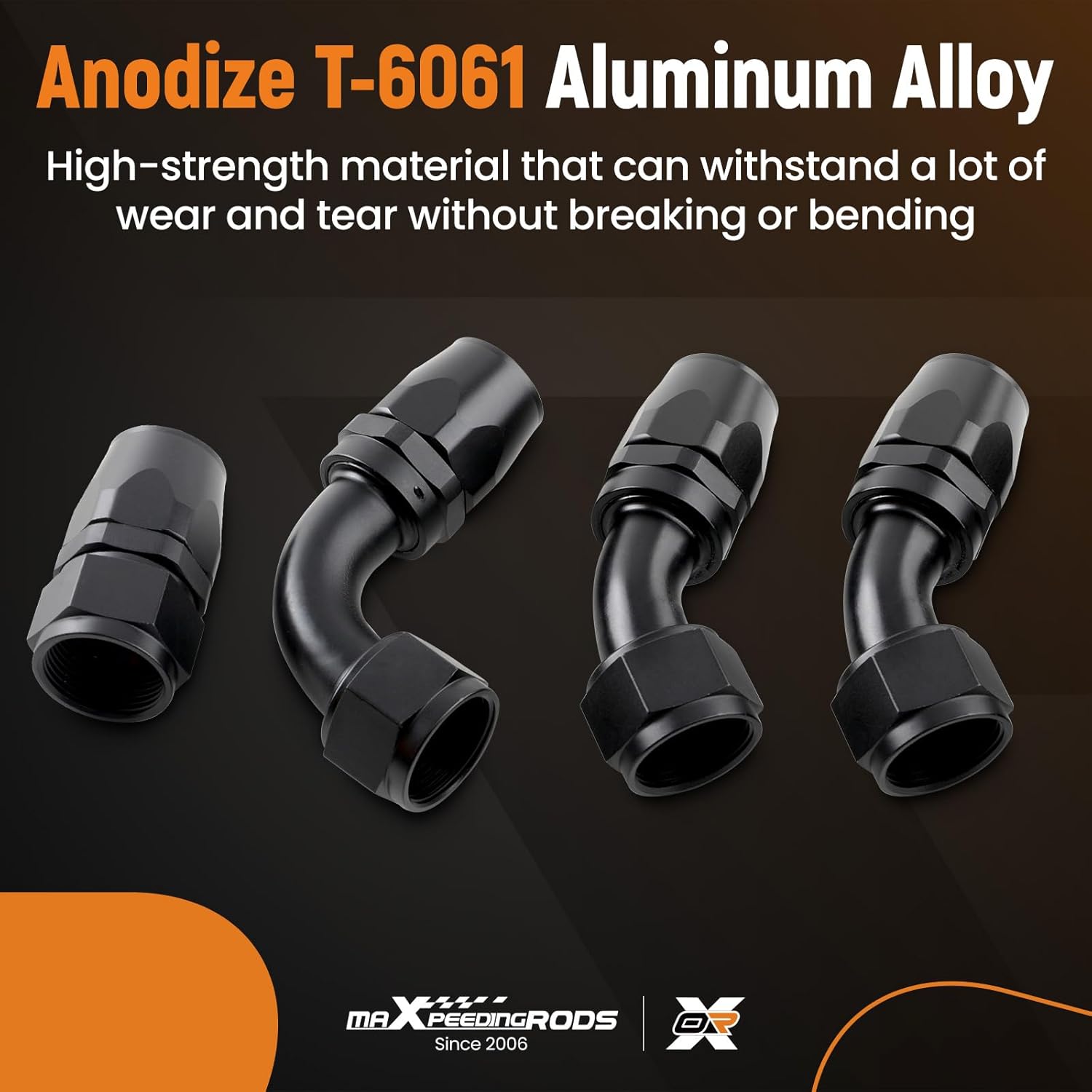 maXpeedingrods 16AN Fuel Line Kit, Transmission Cooler Lines Nylon Braided CPE Rubber Oil Cooling Line 16AN Hose Fuel line, 5 Feet Fuel Return/Supply Line- 4PCS 16AN Fittings