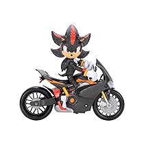 Sonic 3 Movie – Personaggio di Shadow con Motocicletta, Action Figure articolata in scala 13 cm, 13 Punti di Articolazione, motocicletta con Ruote Mobili e Cavalletto Funzionante ispirata al film